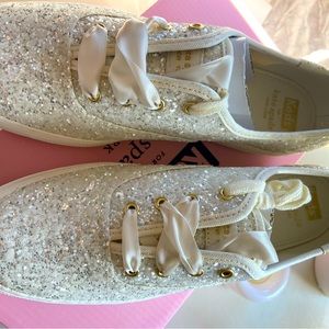 Keds x Kate Spade Glitter Sneakers in white glitter  - BRAND NEW, never worn.